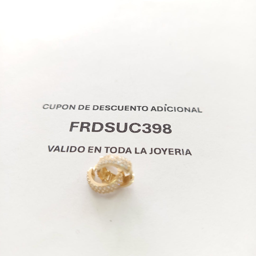 ARETES HUGGIE CON CIRCONIAS 14K 2 GR (NUEVO)