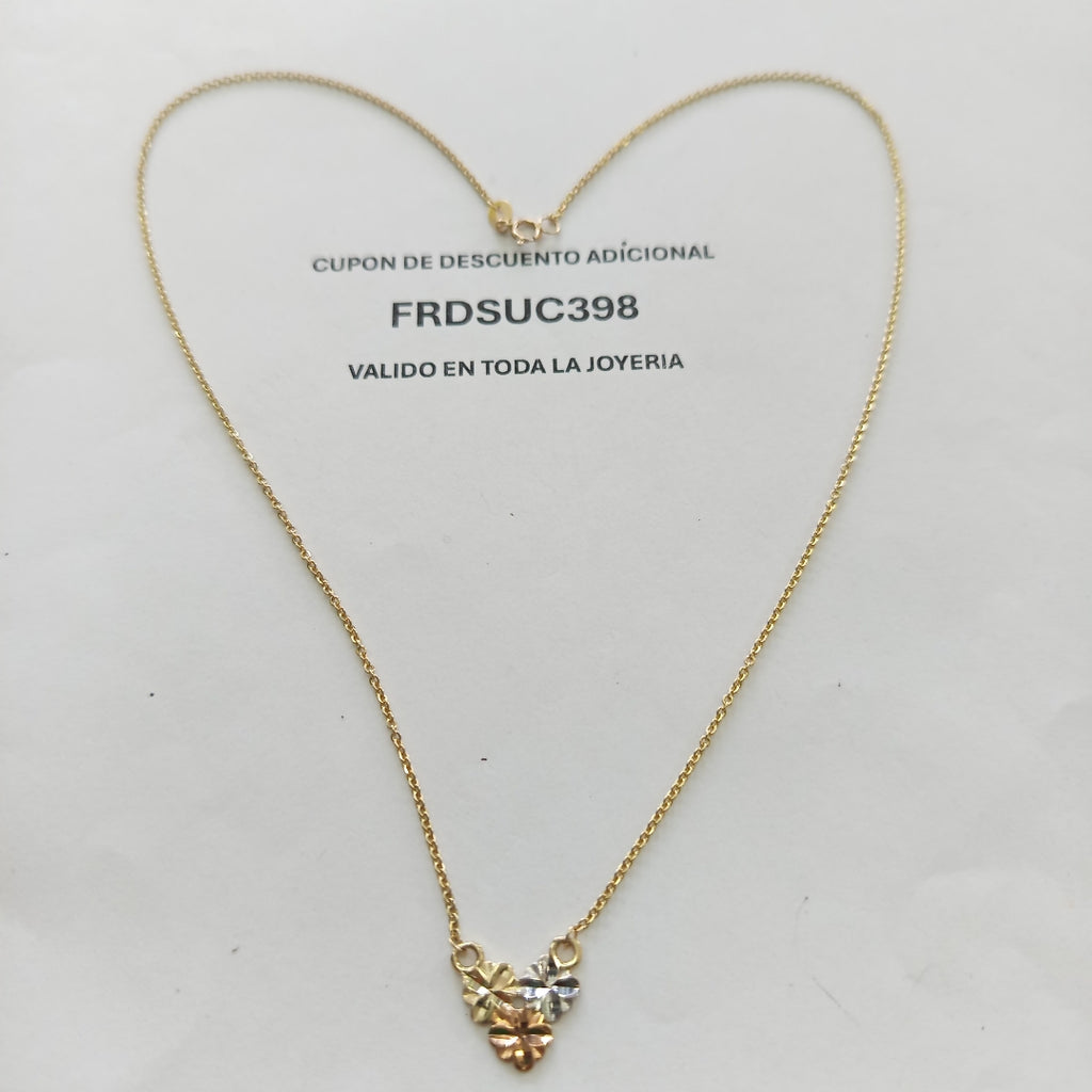 CADENA TEJIDO GARGANTILLA ESPECIAL C FLORES 14K 45 CM 3 GR (NUEVO)