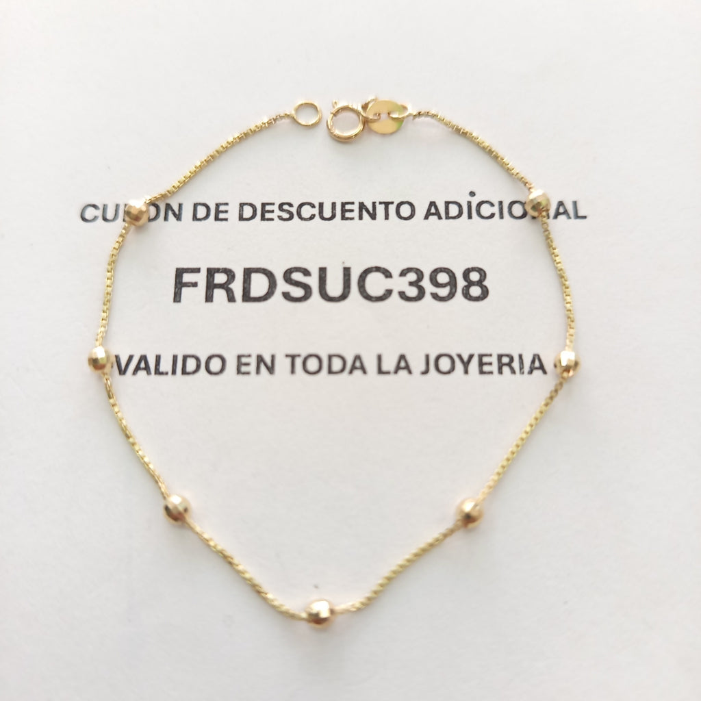 PULSERA ESPECIAL CON BOLITAS 14K 18 CM 1.4 GR (NUEVO)