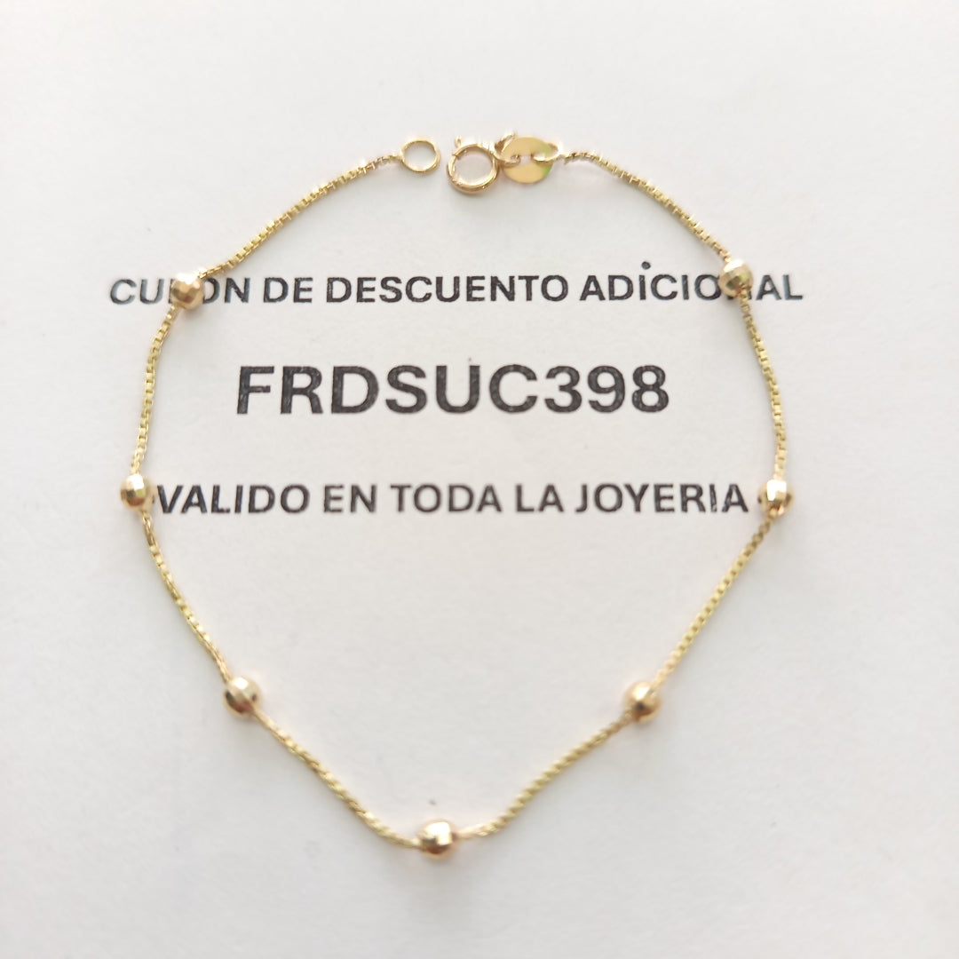 PULSERA ESPECIAL CON BOLITAS 14K 18 CM 1.4 GR (NUEVO)
