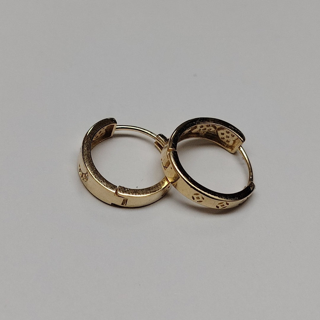 ARETES TEJIDO HUGGIES CON CIRCONIAS 14K 3 GR (NUEVO)