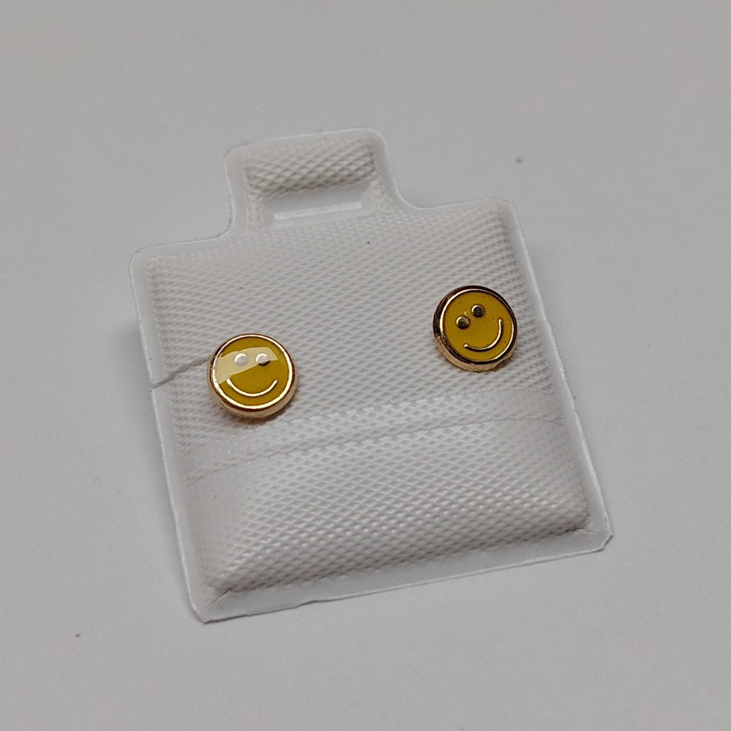 BROQUELES BROQUEL FIG SONRISA ESMALTE AMARILLO 14K 0.2074 GR (NUEVO)
