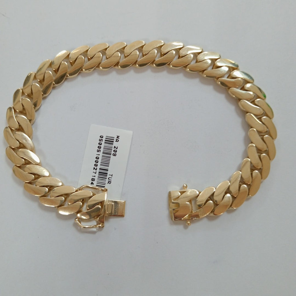 PULSERAS CABALLERO BARBADA AMARILLA ORO 10K 19 (NUEVO)
