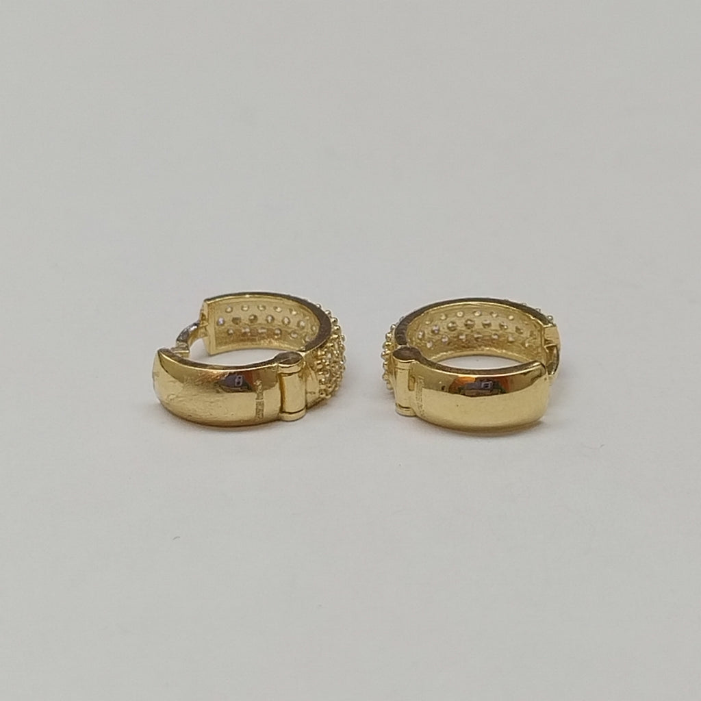 ARETES HUGGIE CON CIRCONIAS 14K 2.2 GR (NUEVO)