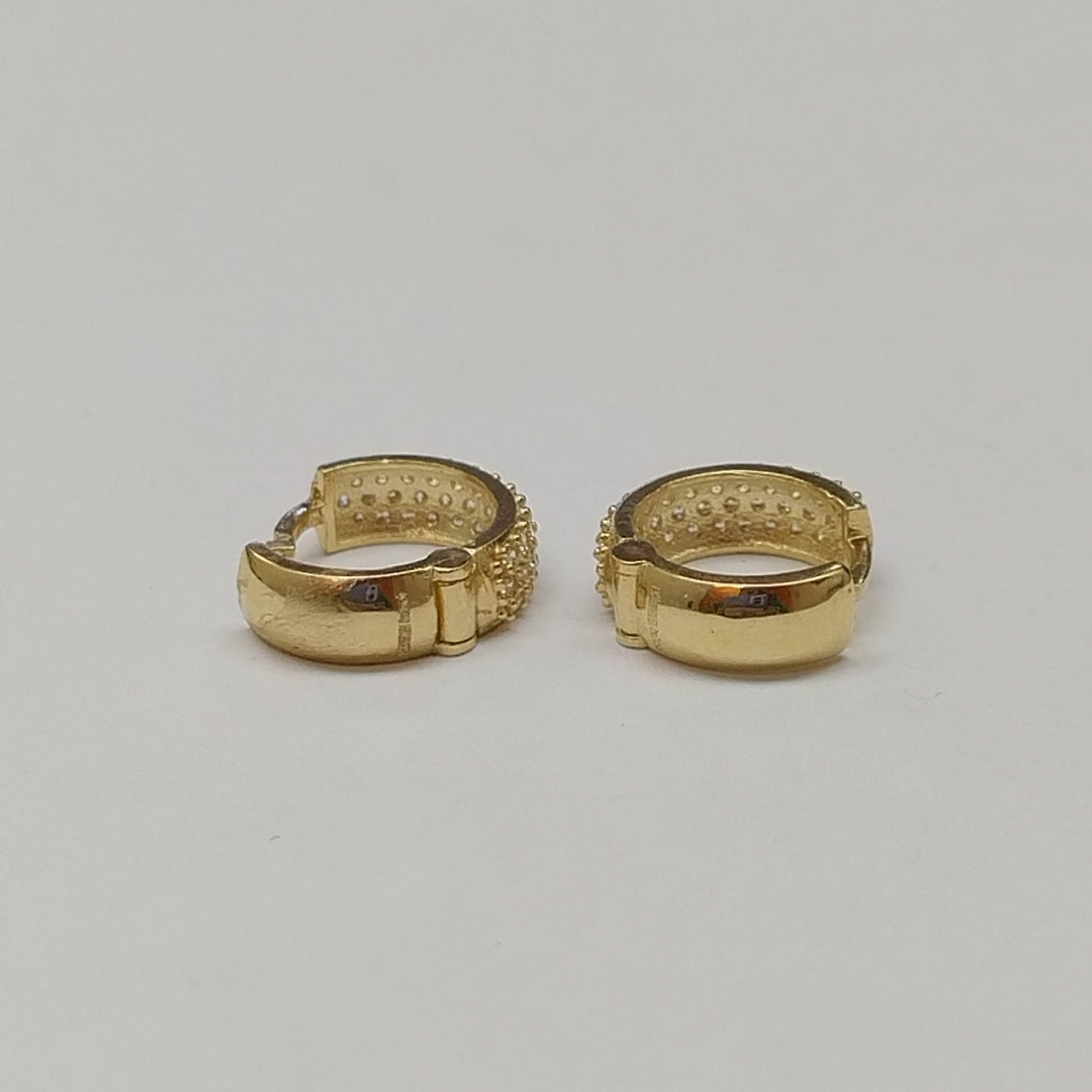 ARETES HUGGIE CON CIRCONIAS 14K 2.2 GR (NUEVO)