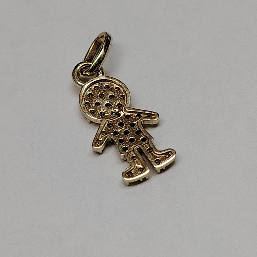 DIJE NIÑO CON CIRCONIAS Y PIEDRAS DE COLOR 10K 0.8 GR (NUEVO)