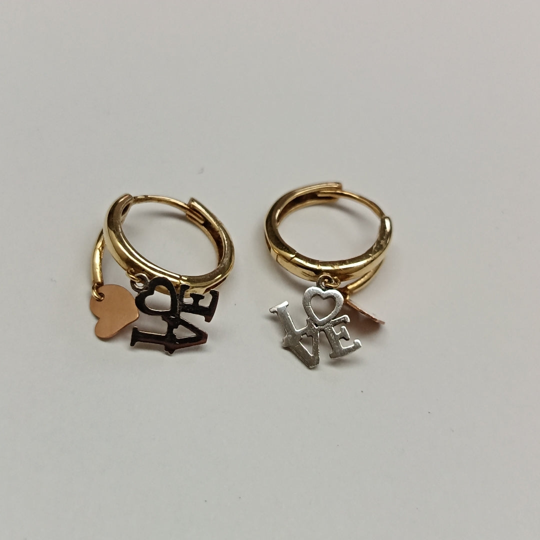 ARRACADAS PAR ORO COMBINADO 14 K 1.9 GRMS (SEMINUEVO)