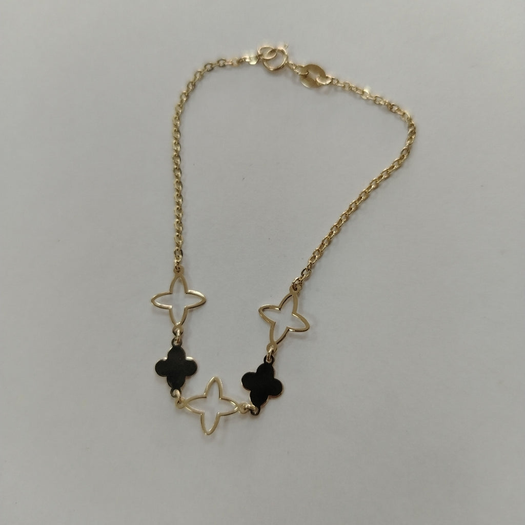 PULSERA TEJIDO ESP CON TREBOL 14K 18 CM 1.6 GR (NUEVO)