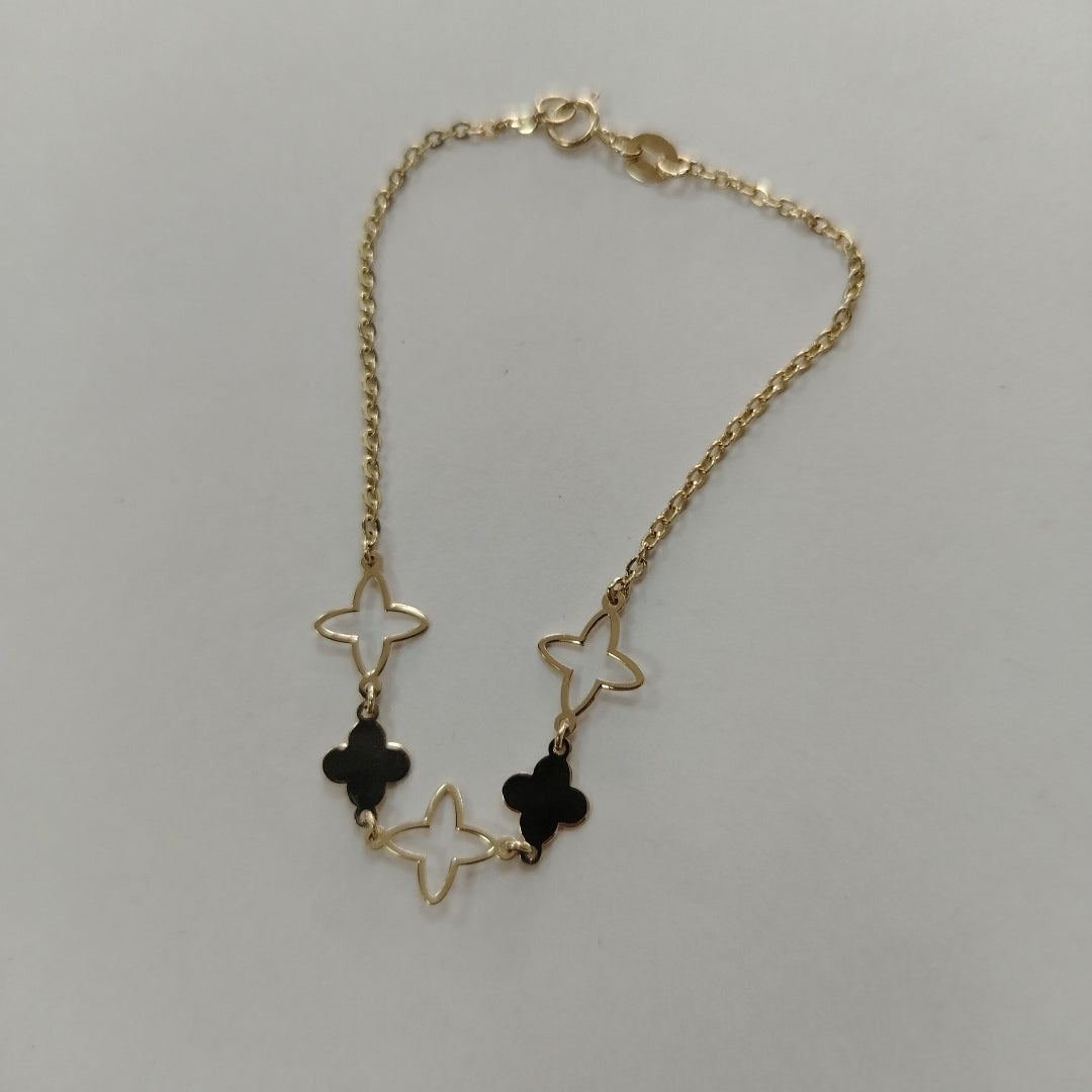 PULSERA TEJIDO ESP CON TREBOL 14K 18 CM 1.6 GR (NUEVO)
