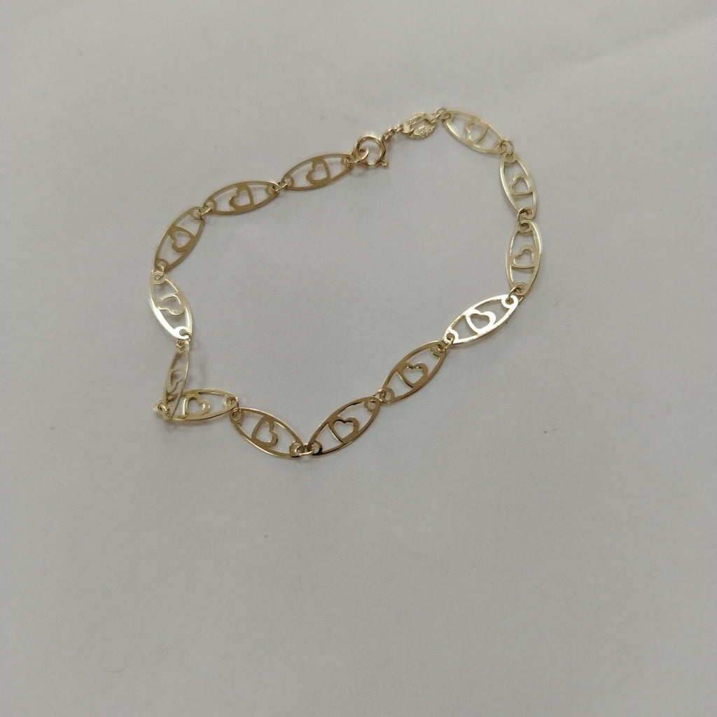 PULSERA TEJIDO ESPECIAL CON CORAZON 14K 18 CM 1.3 GR (NUEVO)
