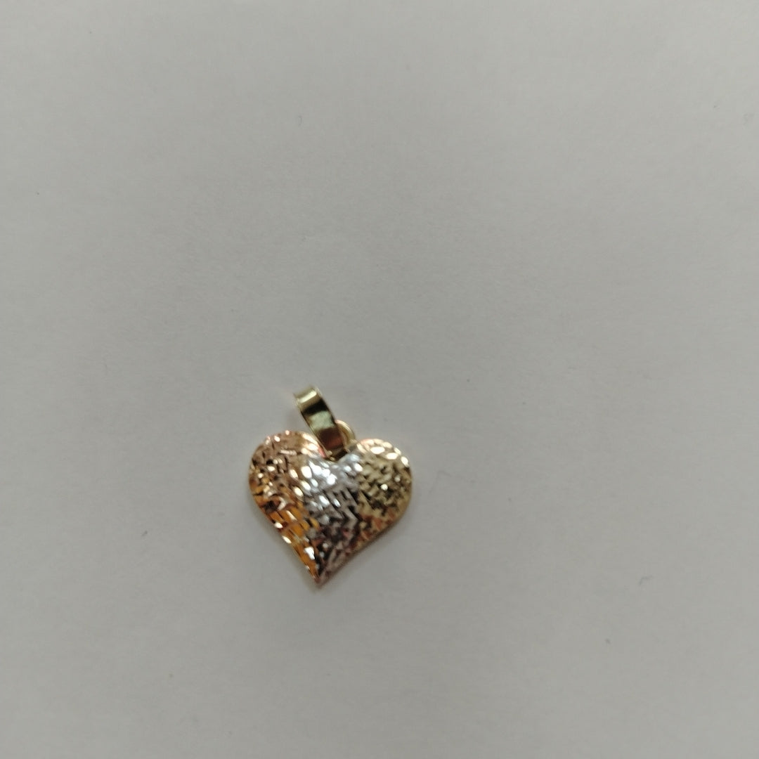 DIJE TEJIDO CORAZON LABRADO COMBINADO 14K 1.2 GR (NUEVO)
