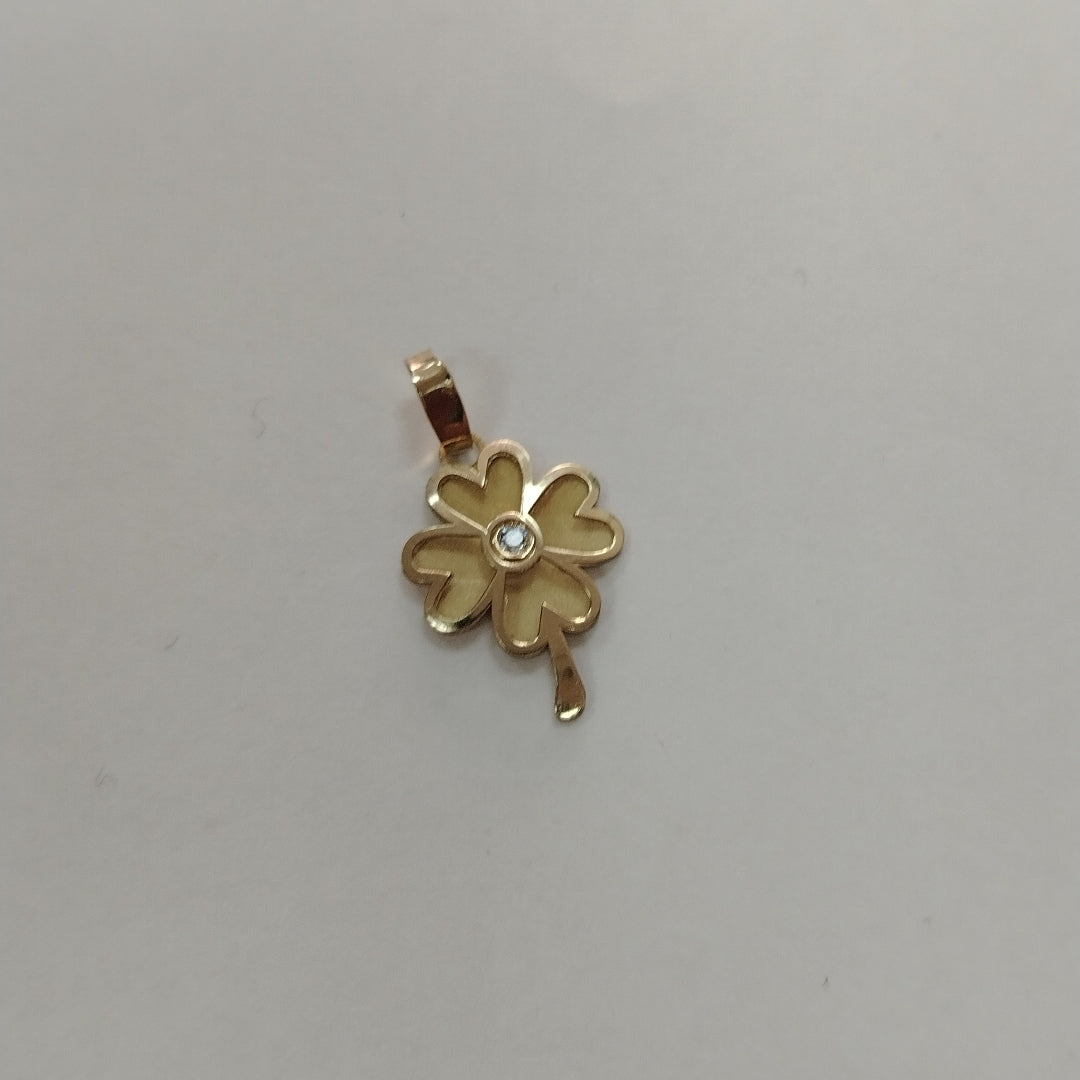 DIJE FIG TREBOL C CIRCONIA 14K 0.8 GR (NUEVO)