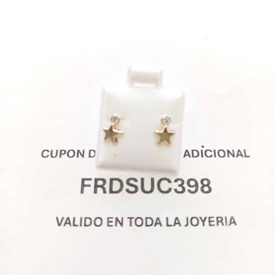 BROQUELES BROQUEL FIG ESTRELLA C CIRCONIA 14K 0.2603 GR (NUEVO)
