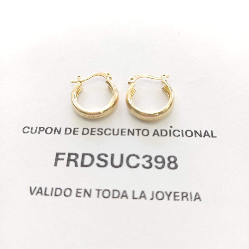 ARETES TEJIDO ARRACADAS LISAS 14K 2.1 GR (NUEVO)