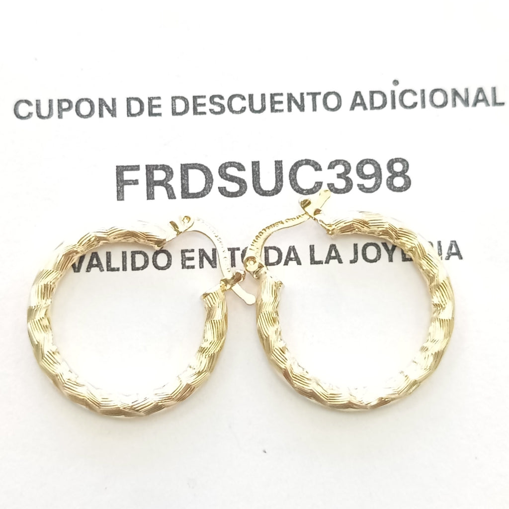 ARETES TEJIDO ARRACADA LABRADA 14K 2.5 GR (NUEVO)