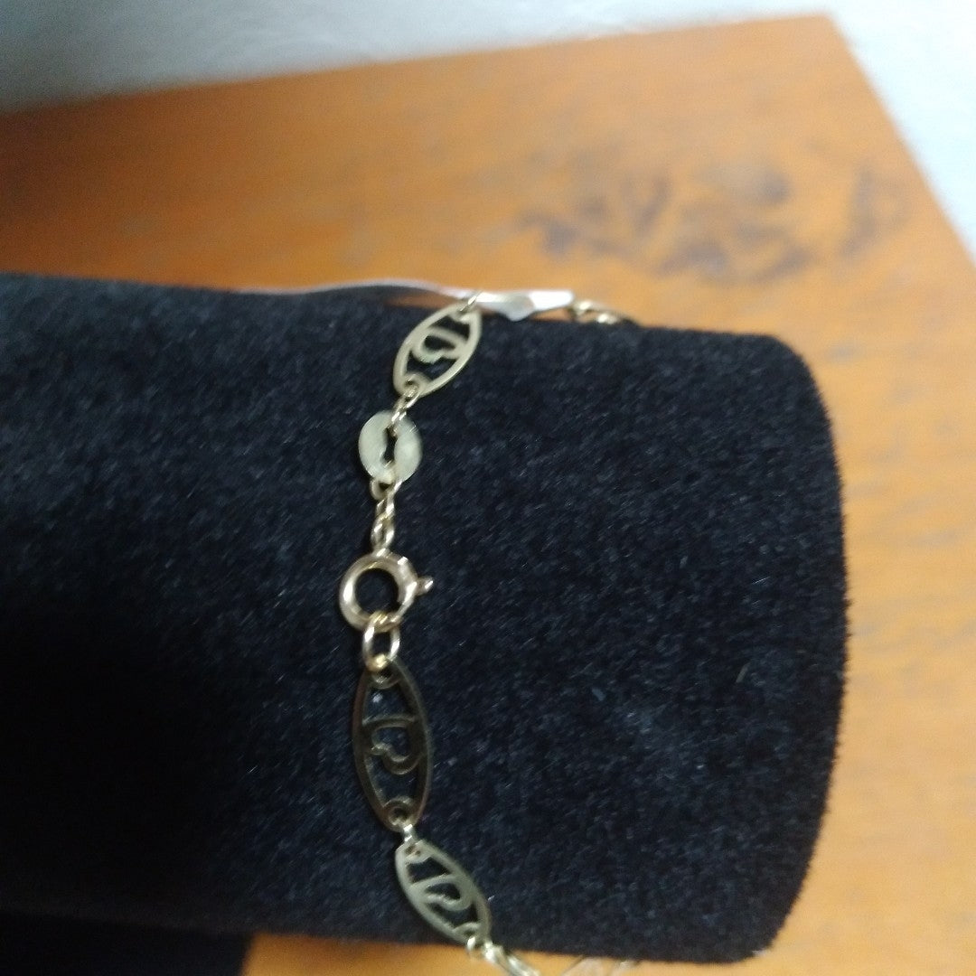 PULSERA TEJIDO ESPECIAL CON CORAZON 14K 18 CM 1.3 GR (NUEVO)