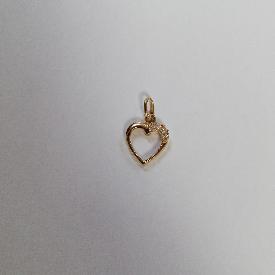 DIJE CORAZON CON CIRCONIAS 14K 1.4 GR (NUEVO)