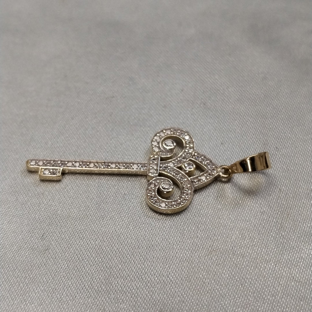 DIJE LLAVE C CIRCONIAS 14K 1.5 GR (NUEVO)