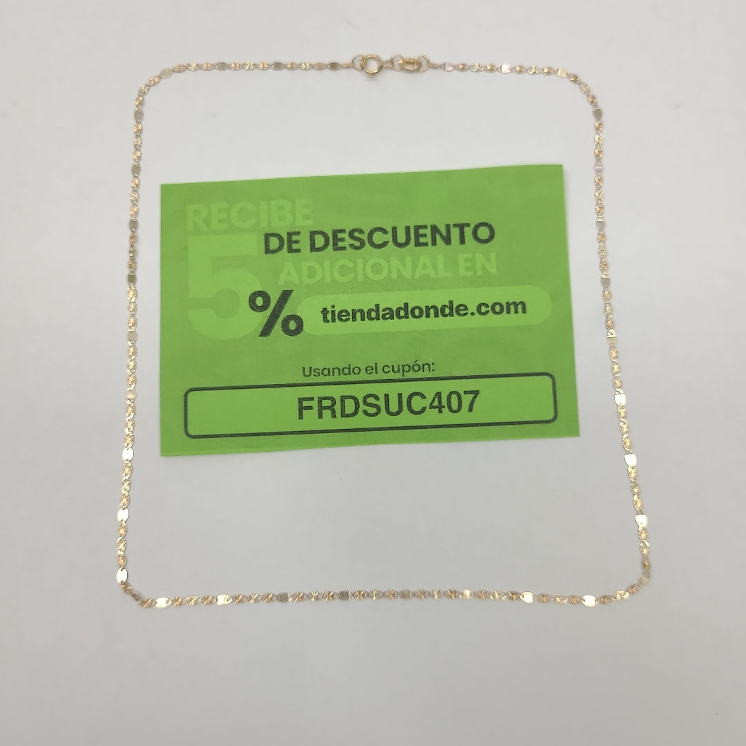 CADENAS TEJIDO GUCHI ORO 10K 40 A 45 CM 1.4 GR (NUEVO)