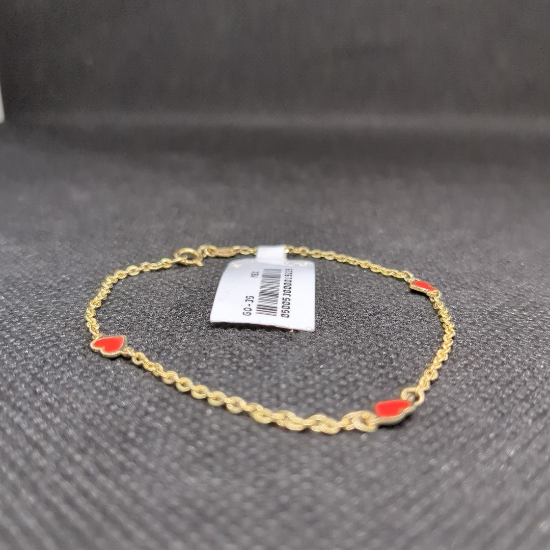 PULSERA ESPECIAL CON CORAZONES 14K 18 CM 1.4 GR (NUEVO)