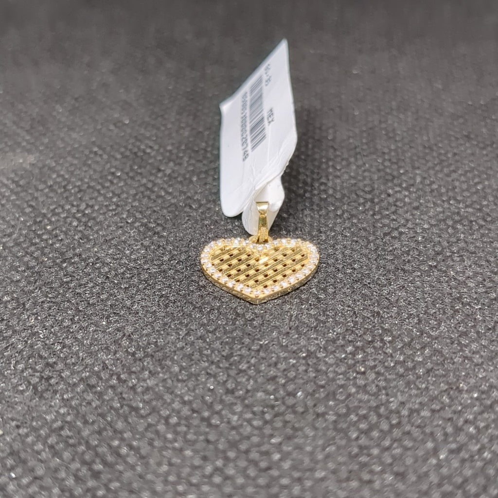 DIJE TEJIDO CORAZON CON CERCO DE CIRCONIAS 14K 1.1 GR (NUEVO)