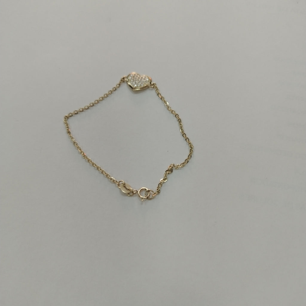 PULSERA TEJIDO ESPECIAL C CORAZON CIRCONIAS 14K 18 CM 2 GR (NUEVO)