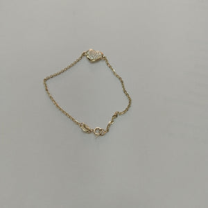 PULSERA TEJIDO ESPECIAL C CORAZON CIRCONIAS 14K 18 CM 2 GR (NUEVO)