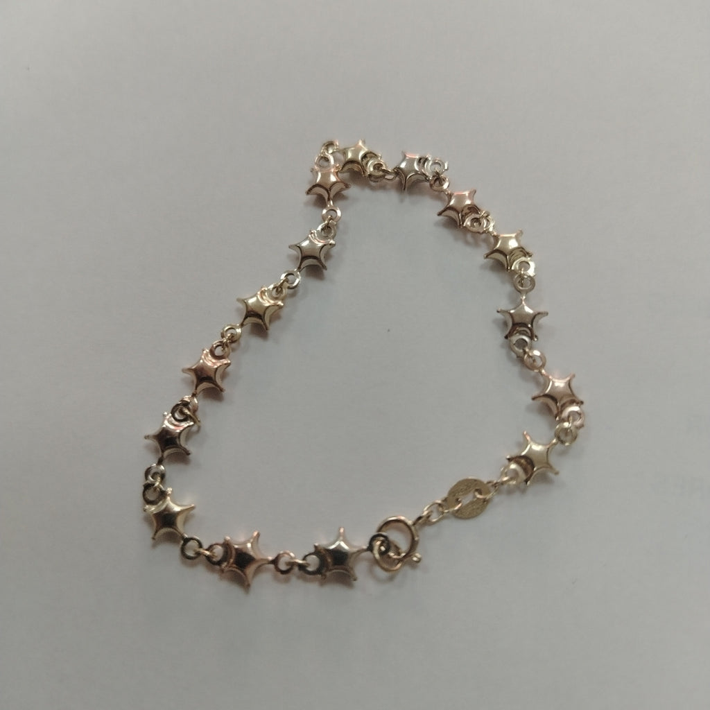 PULSERA TEJIDO ESPECIAL ESTRELLAS COMBINADAS 14K 18 CM 2.3 GR (NUEVO)