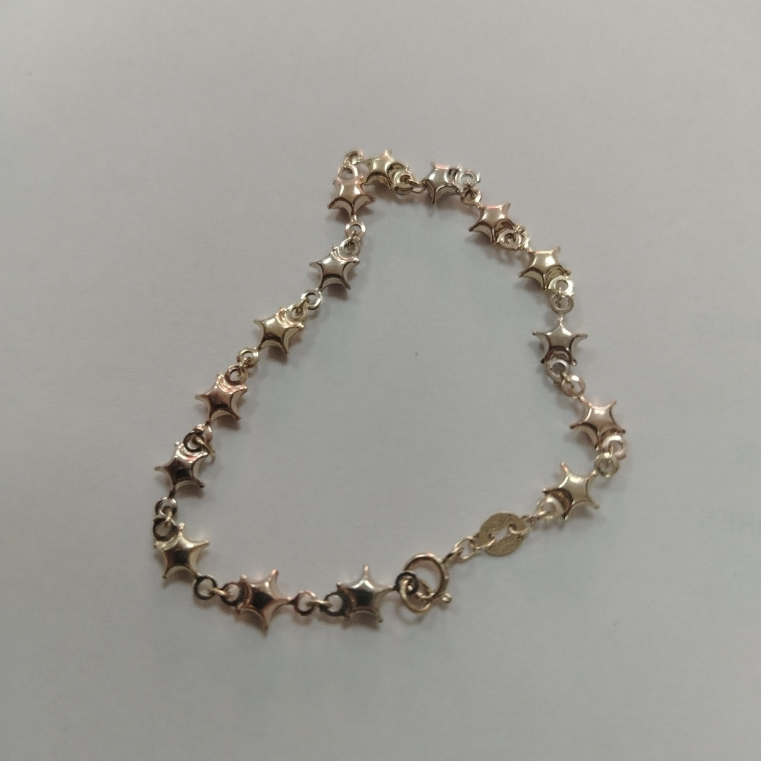 PULSERA TEJIDO ESPECIAL ESTRELLAS COMBINADAS 14K 18 CM 2.3 GR (NUEVO)
