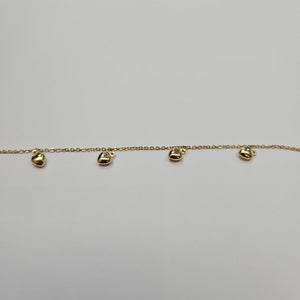 PULSERA ESP CON FIG CORAZONES 14K 18 CM 1.8 GR (NUEVO)