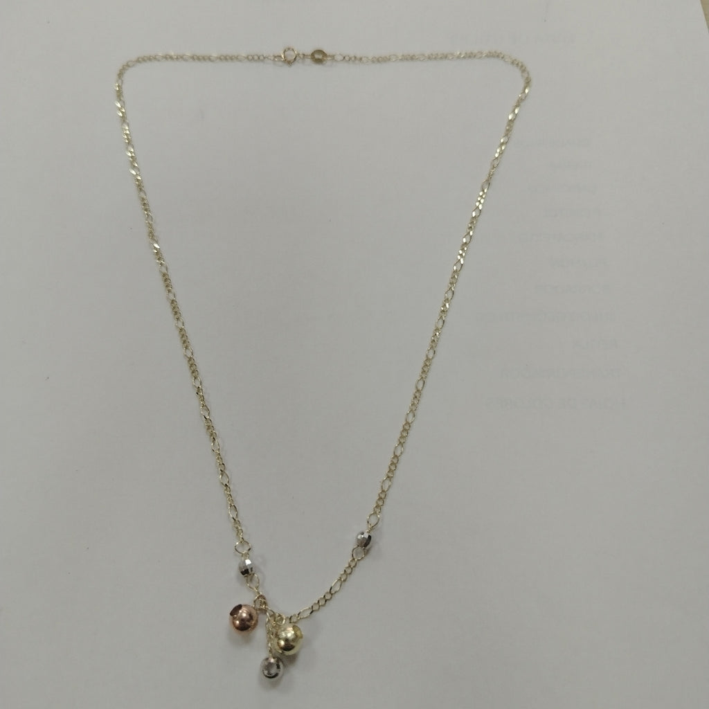 CADENA GARGANTILLA 3X1 CON ESFERAS COMBINADAS 14K 45 CM 3.1 GR (NUEVO)