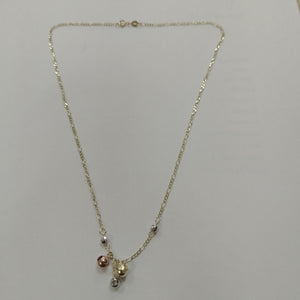 CADENA GARGANTILLA 3X1 CON ESFERAS COMBINADAS 14K 45 CM 3.1 GR (NUEVO)