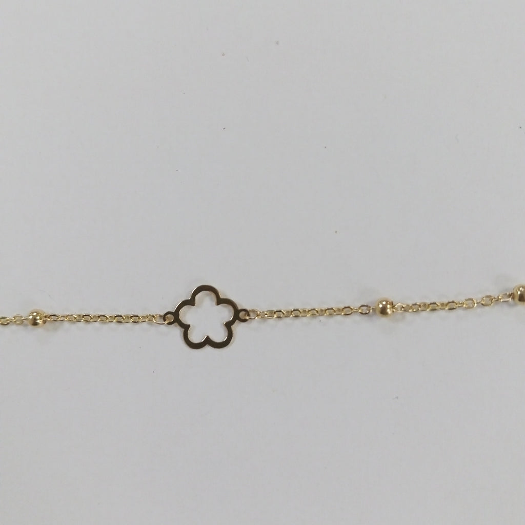 PULSERA TEJIDO ESPECIAL CON FLOR 14K 18 CM 1.6 GR (NUEVO)
