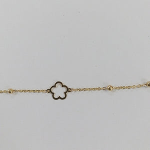 PULSERA TEJIDO ESPECIAL CON FLOR 14K 18 CM 1.6 GR (NUEVO)