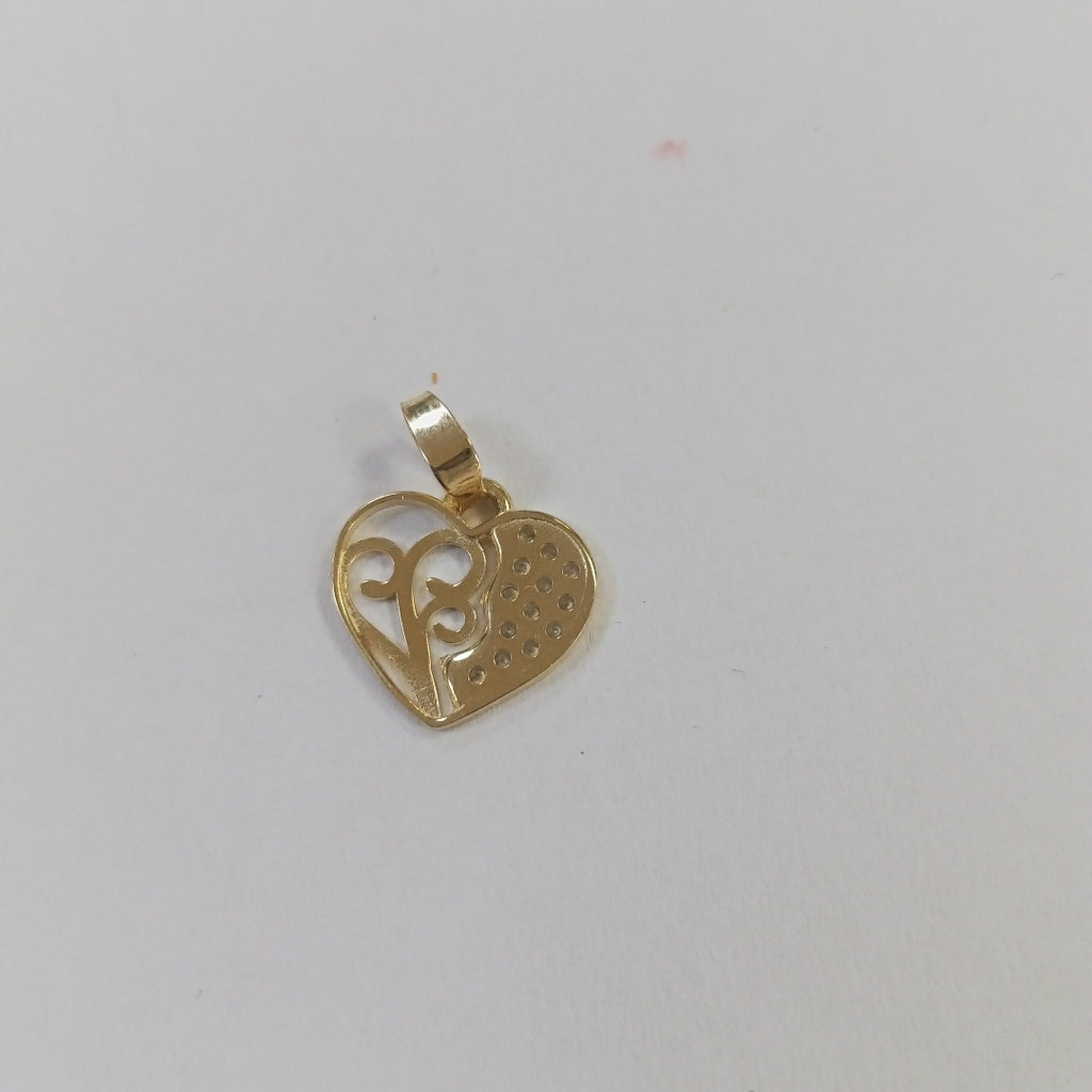 DIJE TEJIDO CORAZON CON CIRCONIAS Y ARBOL DE LA VIDA 14K 0.9 GR (NUEVO)