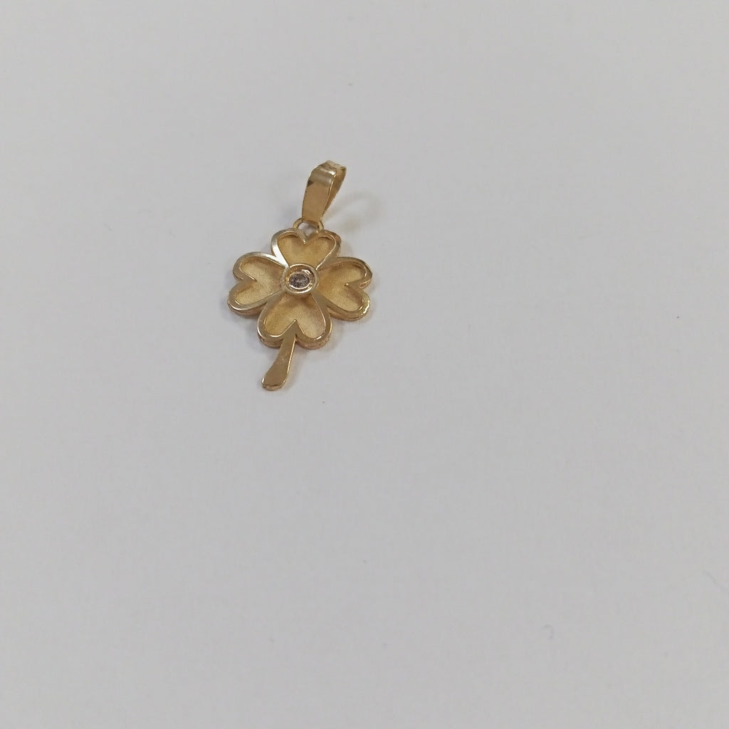 DIJE FIG TREBOL C CIRCONIA 14K 0.8 GR (NUEVO)