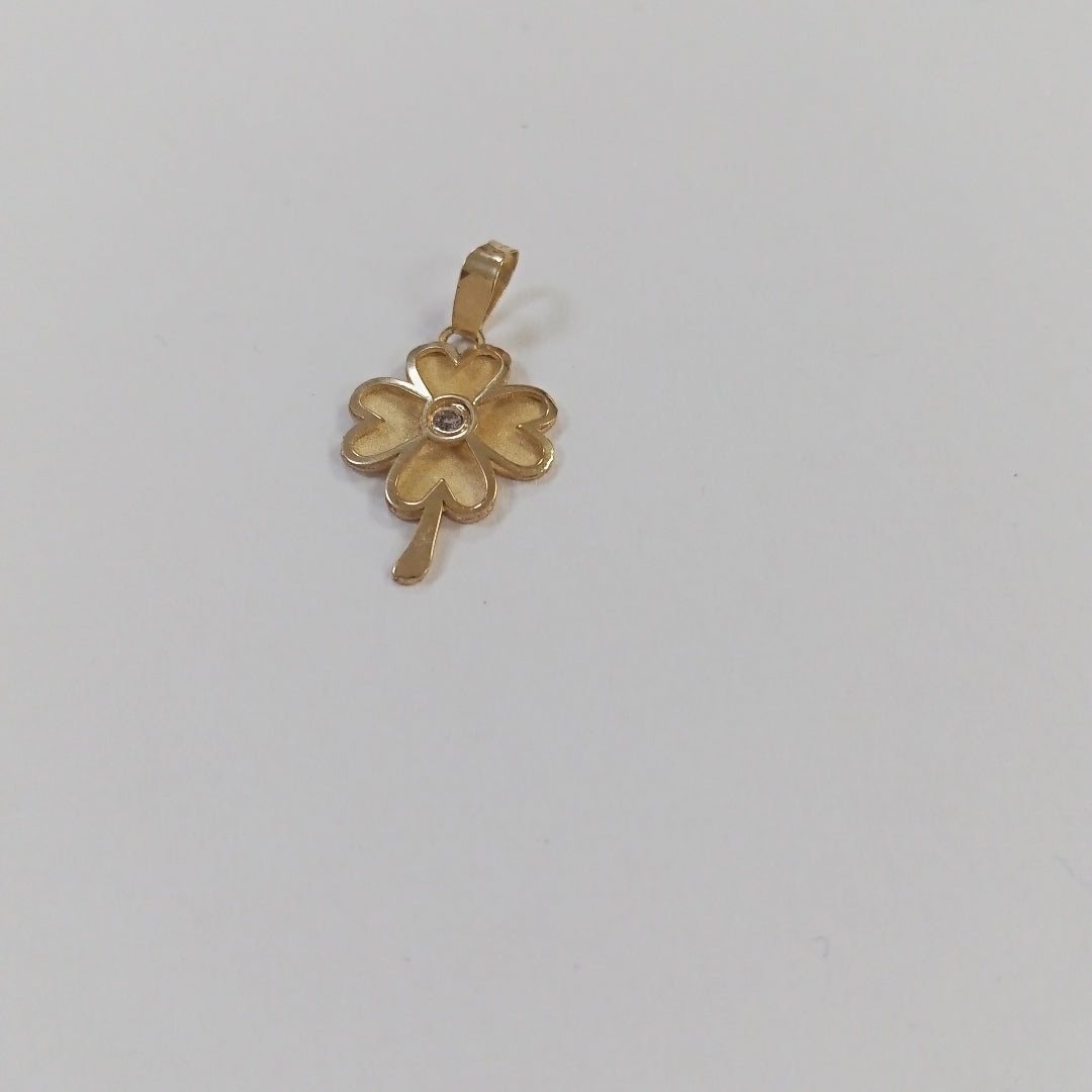 DIJE FIG TREBOL C CIRCONIA 14K 0.8 GR (NUEVO)