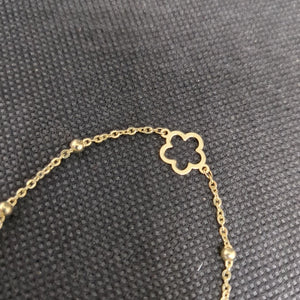PULSERA TEJIDO ESPECIAL CON FLOR 14K 18 CM 1.6 GR (NUEVO)