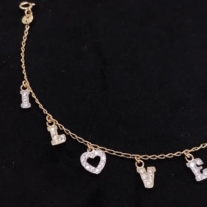 PULSERA ESPECIAL CON DIJES Y CIRCONIAS 14K 18 CM 3.4 GR (NUEVO)