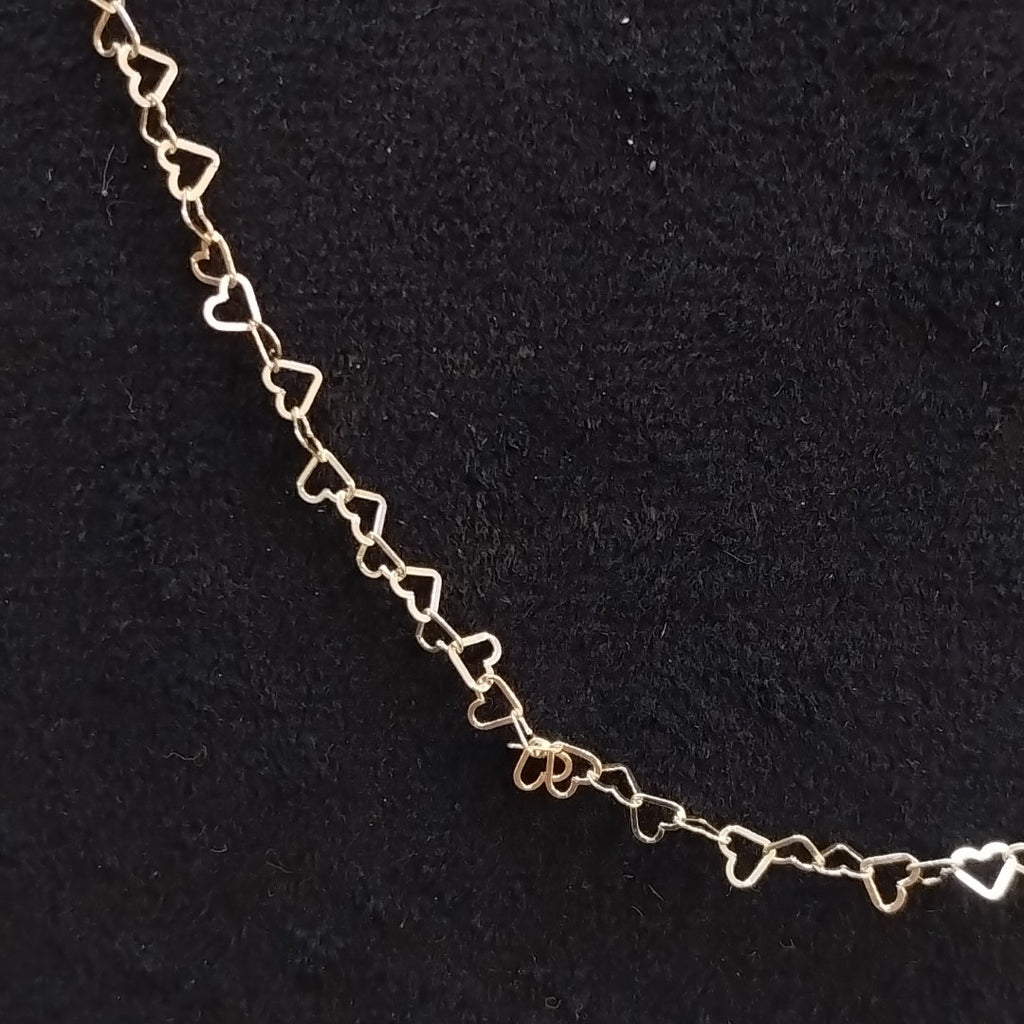 CADENAS TEJIDO CORAZONES ORO 10K 55 CM 2.7 GR (NUEVO)