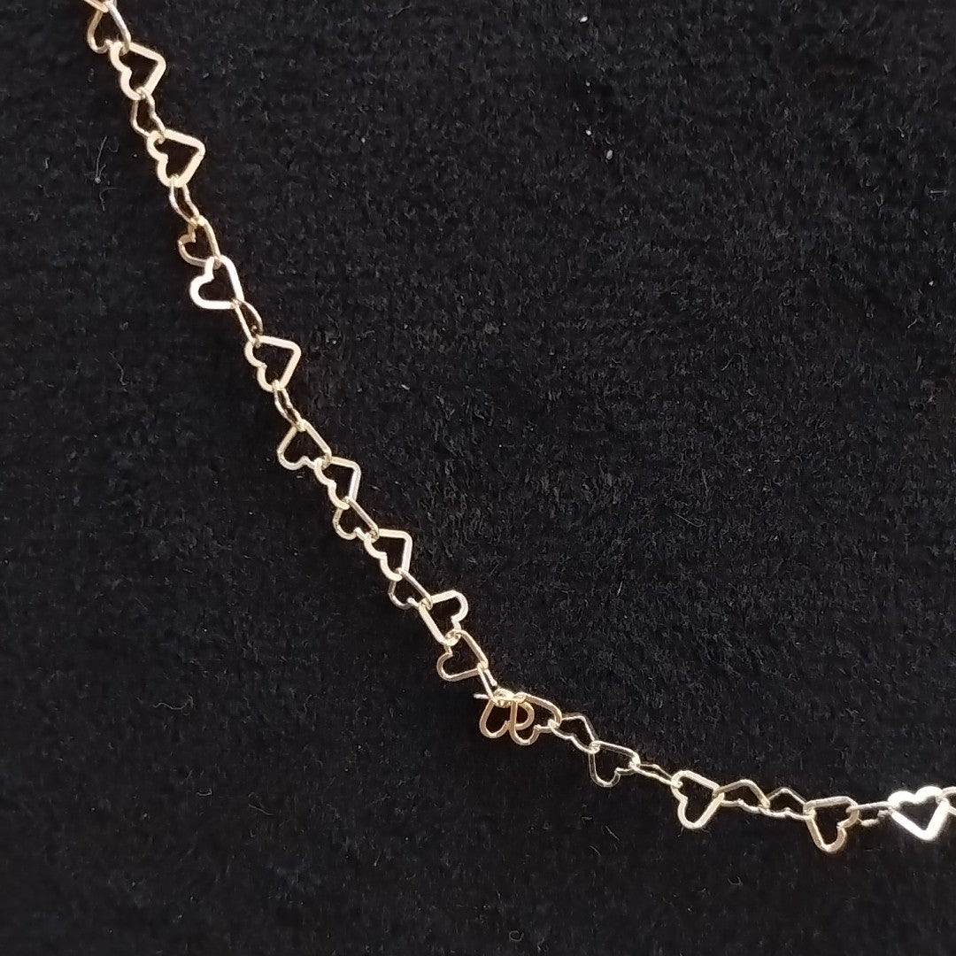 CADENAS TEJIDO CORAZONES ORO 10K 55 CM 2.7 GR (NUEVO)