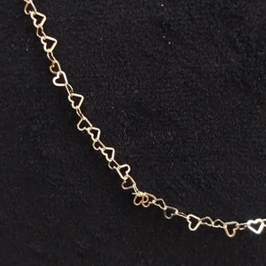 CADENAS TEJIDO CORAZONES ORO 10K 55 CM 2.7 GR (NUEVO)