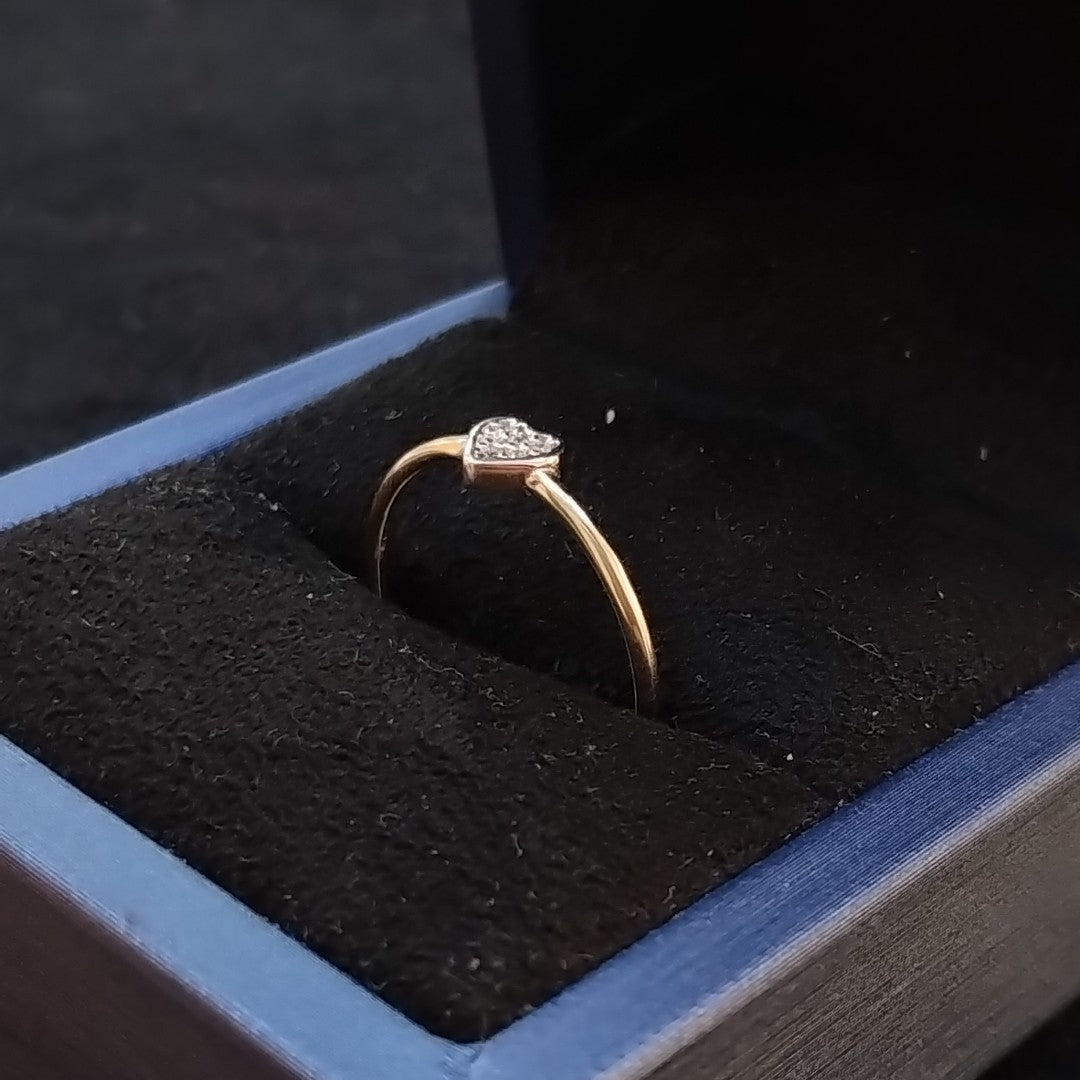 ANILLO ANILLITO CORAZON C CIRCONIA 14K 7 TALLA 0.9 GR (NUEVO)