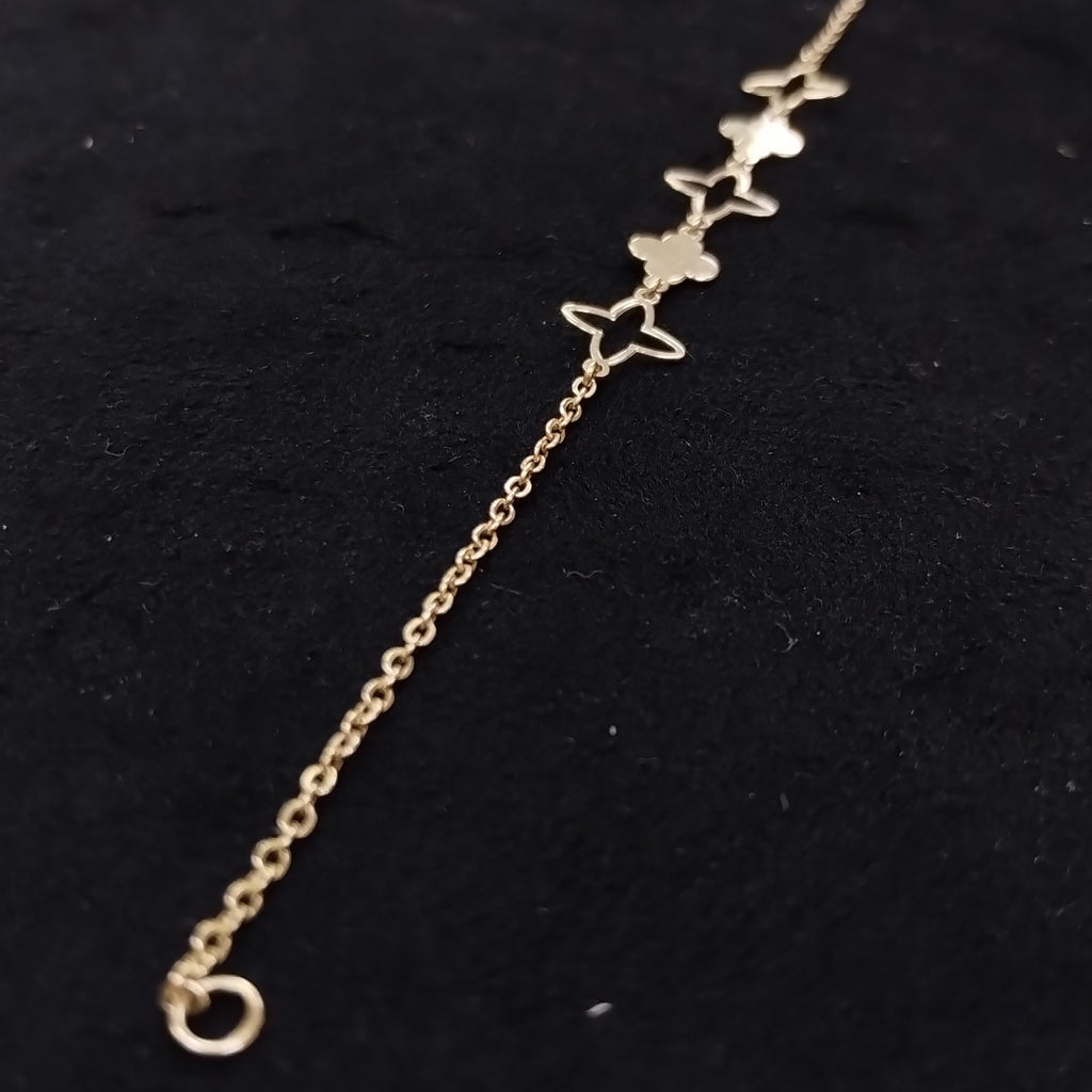PULSERA TEJIDO ESP CON TREBOL 14K 18 CM 1.6 GR (NUEVO)