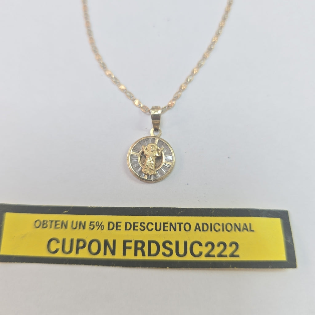 CADENA, MEDALLA RELIGIOSA ORO 10 K 2.6 GRMS (SEMINUEVO)