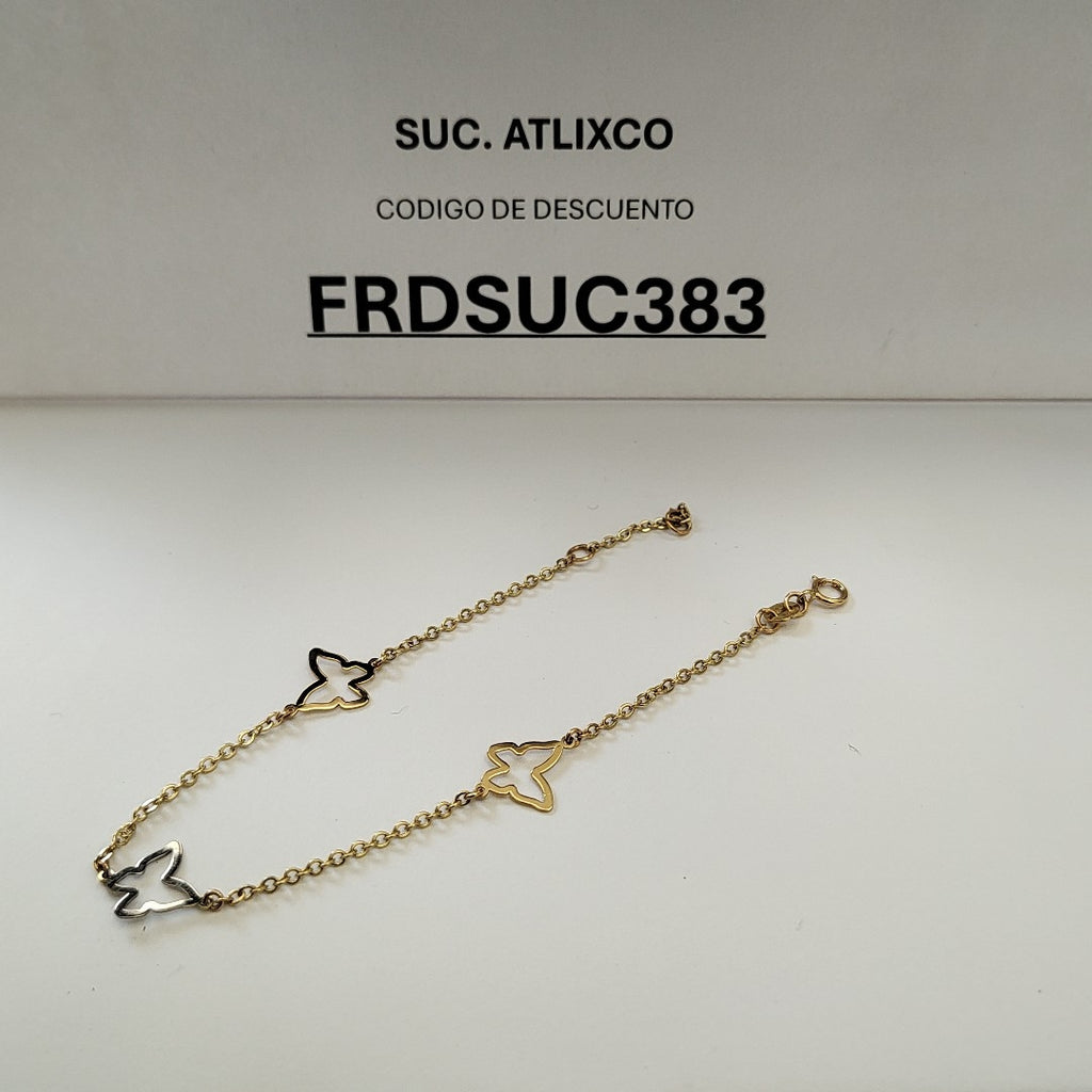 PULSERA ESPECIAL C MARIPOSAS 14K 18 CM 1.7 GR (NUEVO)