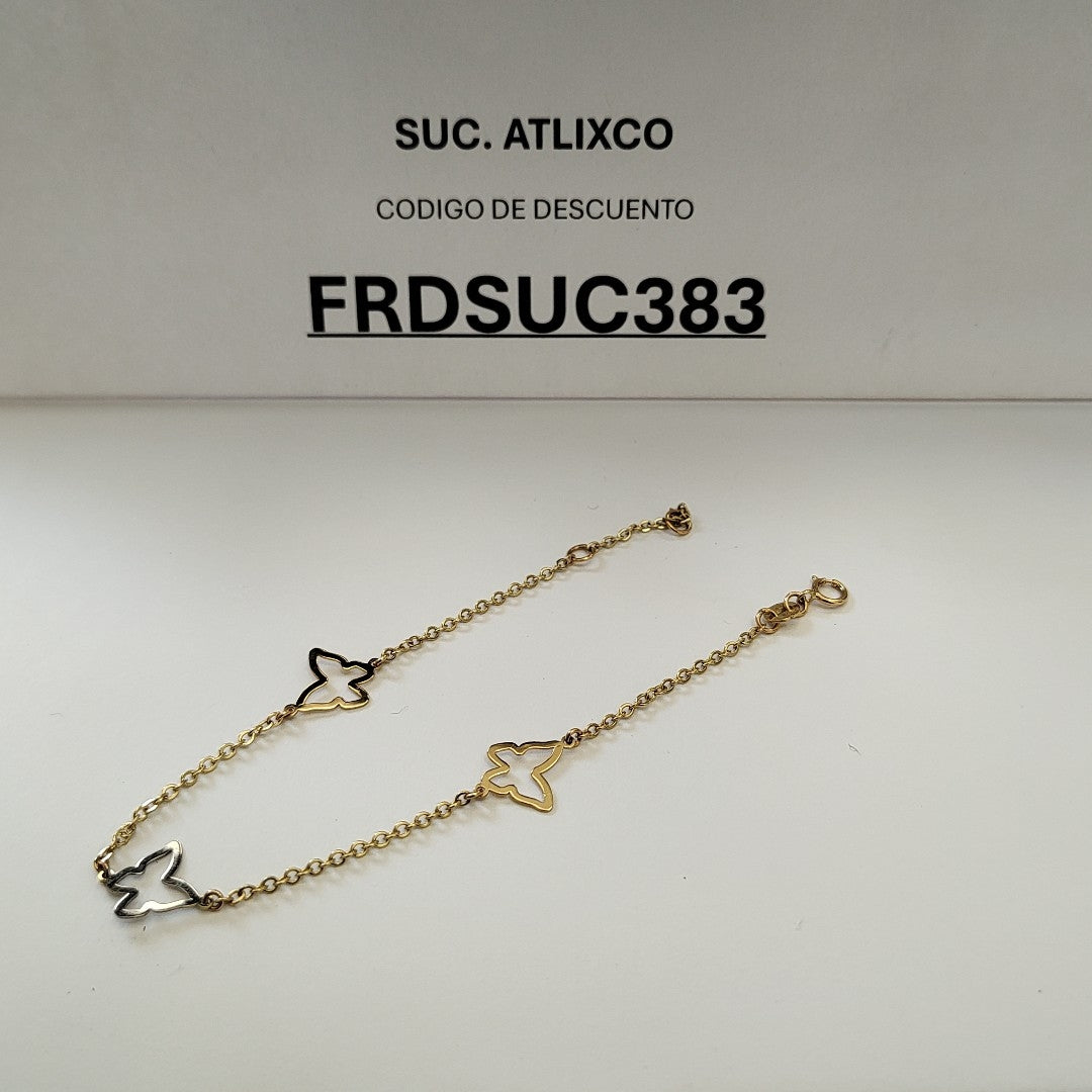 PULSERA ESPECIAL C MARIPOSAS 14K 18 CM 1.7 GR (NUEVO)