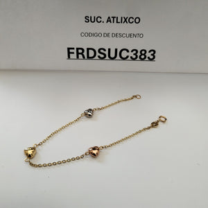 PULSERA ESP CON CORAZONES COMBINADOS 14K 18 CM 1.6 GR (NUEVO)