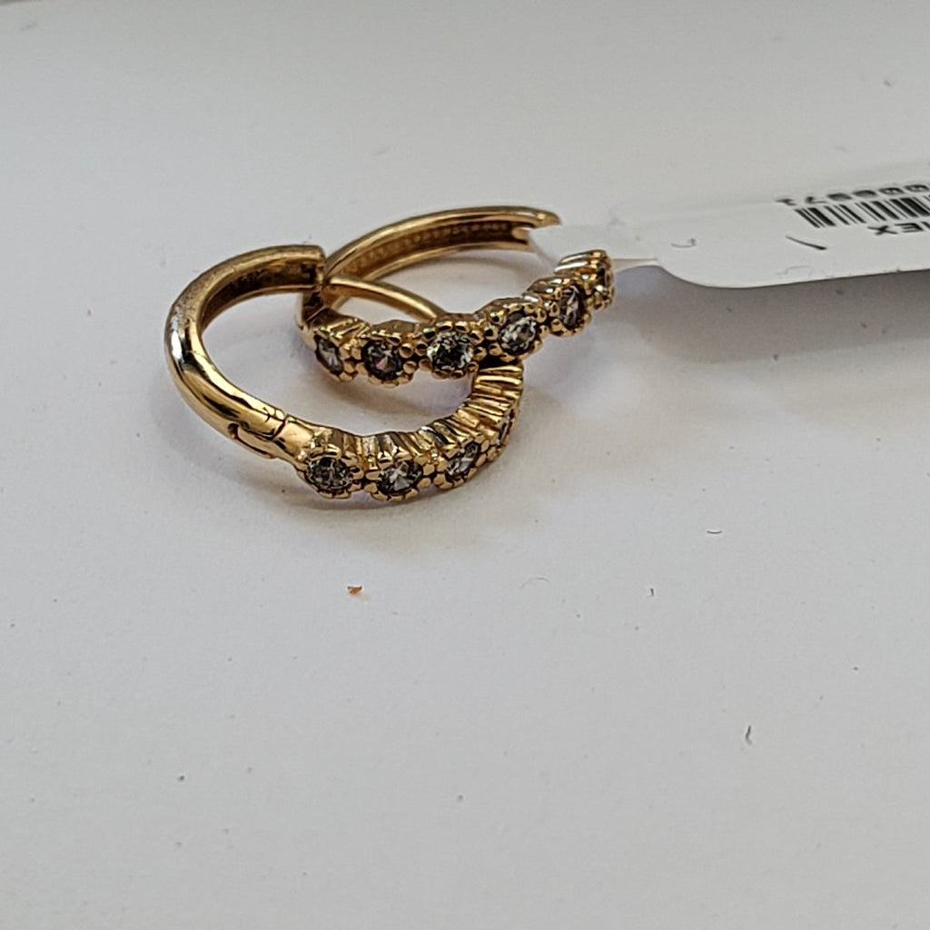 ARETES HUGGIES C CIRCONIAS 14K 2 GR (NUEVO)