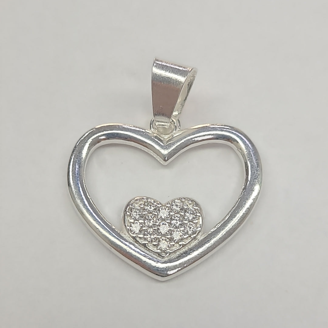 DIJE CORAZON C/CIRCONIAS PLATA .925 2.5 GR (NUEVO)